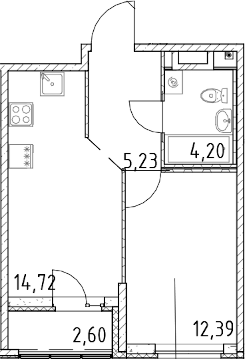 1-комнатная квартира 36.54 м², 22/23 эт., ЖК «Город Первых»